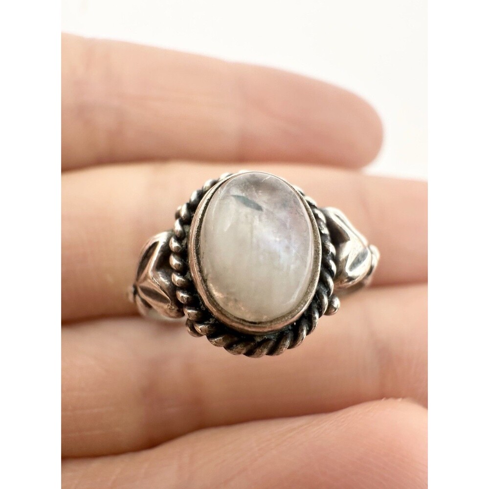 Silver Plated Moonstone Ring Size  6.5